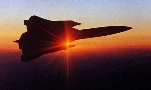 YF-12C 06937 (Actually SR-71A 61-7951) flying into sunset, circa 1974